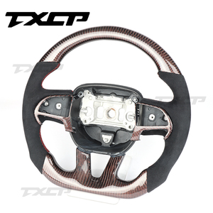 Accesorios Interiores para Automóviles Compatibles con Dodge PU Charger <span class=keywords><strong>Srt</strong></span> 2012 Challenger, Volante de Cuero Perforado con Fibra de Carbono - Product Image 5