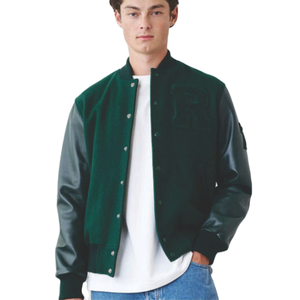 Custom Chenille Patches Embroidered Logo Genuine <b>Leather</b> Sleeves Letterman Baseball university College Baseball <b>jacket</b> for <b>men</b> - Product Image 1