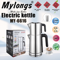 Bouilloire à thé turque intelligente en acier inoxydable, bouilloire électrique portable à température contrôlée, samovar, théière à double chauffage