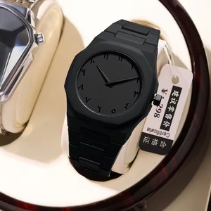 Montre analogique de créateur pour <span class=keywords><strong>homme</strong></span> 1158 Cs008, en plastique noir, style arabe, classique, simple, sport, mode, montre-bracelet pour Reloj Para Hombre - Product Image 1
