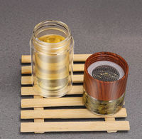 Gobelet d'eau en verre jetables 300ml, personnalisable, pour bureau ou entreprise, Double paroi avec manches en tissu