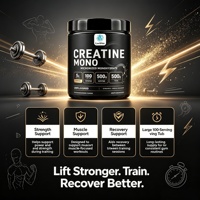 Créatine monohydrate en poudre 100% pure micronisée sans arôme, soutient la force musculaire et la récupération post-entraînement, végétalien, ODM/OEM