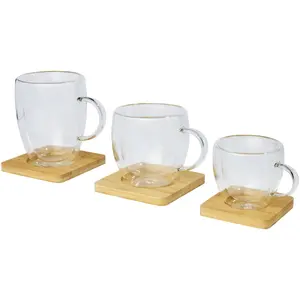 Ensemble de tasses en verre et en bambou Manti, merchandising durable - Product Image 3