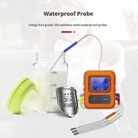 Termometer Makanan Digital Nirkabel Empat-Pin Tahan Air untuk Dapur Rumah Tangga, Indikator Suhu Daging