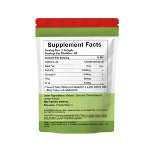 Suplemento de <span class=keywords><strong>Omega</strong></span> <span class=keywords><strong>3</strong></span> sin OGM de etiqueta privada Gel suave de aceite de pescado purificado de aguas profundas concentrado EPA DHA Soporte de salud para adultos - Product Image 2