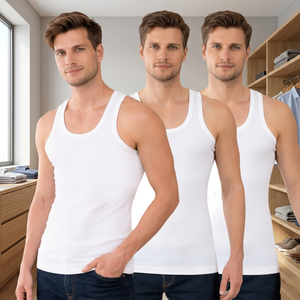 <b>Men's</b> <b>Black</b> Cotton <b>Tank</b> <b>Top</b> O-Neck Sleeveless Sports Vest Quick Dry Casual Gym Wear - Product Image 3
