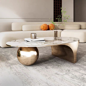 Luxe marmeren salontafel en <span class=keywords><strong>tv</strong></span>-meubelset met metalen frame, op maat gemaakt voor moderne thuiskantoor- en schoolgebruik. - Product Image 3