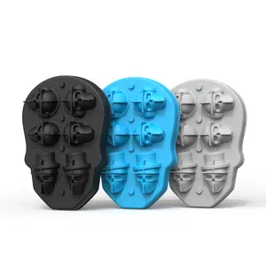 Skull Ice Maker Khuôn Xương Bóng Khay Bánh Kẹo Công Cụ Nhà Bếp Tiện Ích 6 Lưới 3D Silicone Whiskey Ice Ball Khuôn