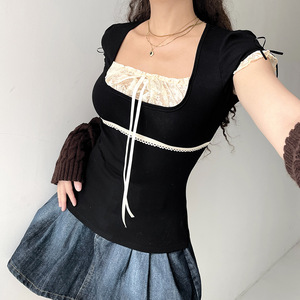 T-<span class=keywords><strong>shirt</strong></span> pour <span class=keywords><strong>femme</strong></span> à manches courtes en fibre de polyester, <span class=keywords><strong>col</strong></span> <span class=keywords><strong>rond</strong></span> - Product Image 4