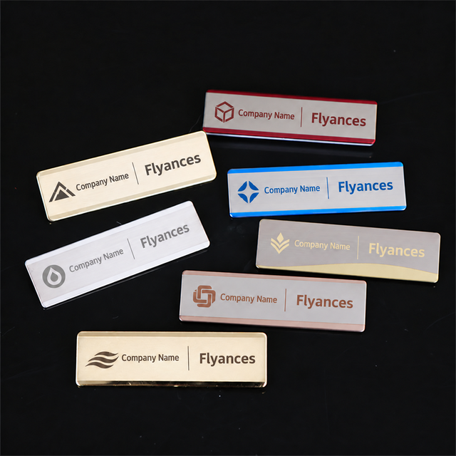 Fast Delivery Wholesale Custom Gold Metal Name Badge Employlee Magnetic Staff Name Tag Restaurant Name Badge Holder