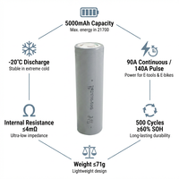 Batterie Tenpower 21700 50Xg 5000 mAh à décharge rapide pour quadricoptère FPV professionnel, capacité de charge rapide