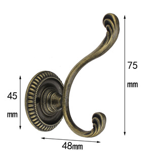 Antique Style Clothes Hook Zinc Alloy Wall Mount 75mm Single Hook Decorative <b>Wardrobe</b> <b>Hardware</b> - Product Image 1