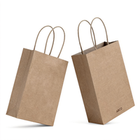 Sac en papier kraft écologique avec logo personnalisé avec poignée plate pour les cadeaux et les achats Sac en papier artisanal avec surface imprimée