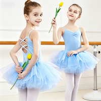 Justaucorps de danse à bretelles spaghetti avec jupe tutu à 3 couches pour gymnastique, performance scénique et entraînement de danse pour filles