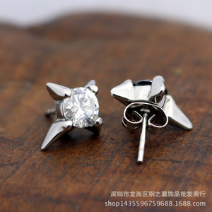 yunnique <b>Stud</b> <b>Earrings</b> <b>Black</b> Zircon Claw Setting Spike Geometric Party Jewelry - Product Image 3