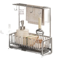 Égouttoir de cuisine autoportant en acier inoxydable avec support pour robinet d'évier et rangement pour vaisselle