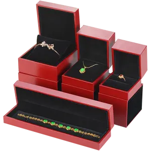 国瑞红色求婚戒指盒结婚交换单环结婚项链/钻石戒指礼品盒