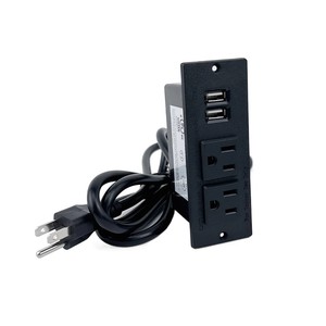 Desktop Recessed American Standard <b>Socket</b> 2 Ac Outlets 2 <b>Usb</b> Ports Tabletop Embedded Power Strip <b>With</b> <b>Usb</b> Port - Product Image 2