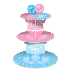 Boy Or Girl Cupcake Stand Donuts Tower and cupcake toppers for Baby Shower and Gender Reveal Party Decoration