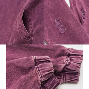 Abiti da uomo nuovi stili strappati in Denim felpe da uomo con lettere ricamate con cappuccio a maniche lunghe - Product Image 4