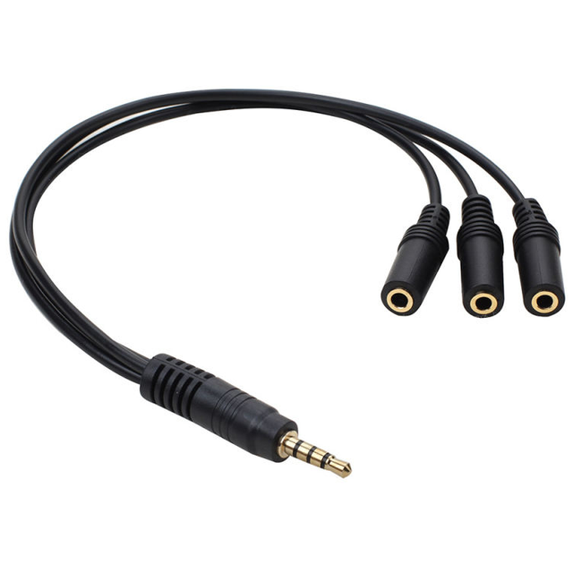 High Quality Factory Revolving 3-female Audio Jack Adapter Cable Computer Speakers AUX Stereo for Headphone Splitter Cable