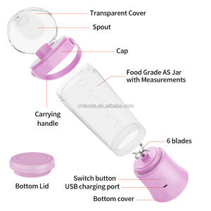 Venta al por mayor mejor tamaño personal licuadora recargable 6 cuchillas 7,4 V para batidos Salsa batidos y bebidas congeladas - Product Image 4