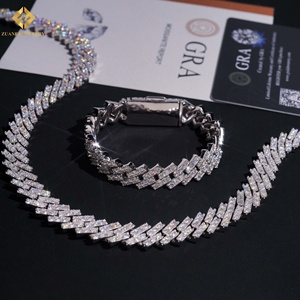 Gold Plated Moissanite Tennis Necklace 925 Sterling Silver Cuban Chain Hip Hop Style VVS Moissanite for Men Women - Product Image 6