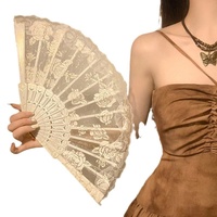 Nouveau modèle Style chinois dentelle Rose ventilateur femmes été pliant ventilateur danse spécial Style ancien décorations de mariage nationales