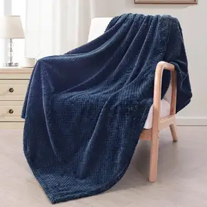 Custom Lightweight Soft Warm Waffle Textured Slate Fleece Blanket Throw Blanket For Couch