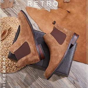 Bottes <span class=keywords><strong>Chelsea</strong></span> classiques décontractées pour hommes en daim, faites à la main, à cheville courte, semelle en caoutchouc, à enfiler, respirantes - Product Image 4