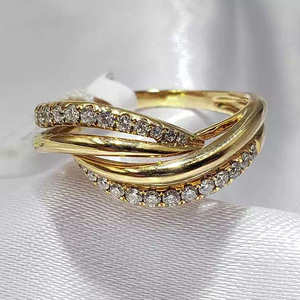 Anello Eternity F1430 da Donna in Oro Giallo con Diamanti Taglio Brillante Rotondo, Incastonatura a Canale, Anello Geometrico per Matrimonio - Product Image 1