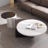 Table basse ronde de salon moderne minimaliste de luxe léger style Wabi-Sabi motif pierre de grotte multifonction facile à nettoyer
