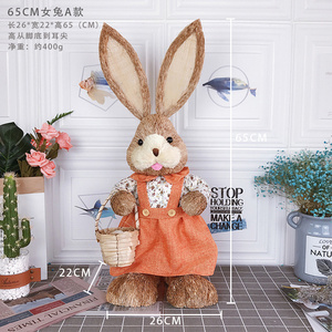 Carino come paglia peluche <span class=keywords><strong>coniglietto</strong></span> stile pastorale Yard Party Decoration Retro Rabbit Family Group Easter Prop Ornament - Product Image 2