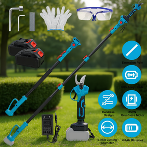 Tijeras de Podar Inalámbricas con Poste Extensible, Batería de 21V y 4000mAh, Herramienta para Recortar Árboles y Setos, Podadora Eléctrica Azul - Product Image 2