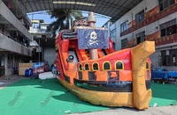 Château gonflable pirate géant avec toboggan, château gonflable pirate géant avec obstacle et toboggan, toboggans gonflables extérieurs à sec