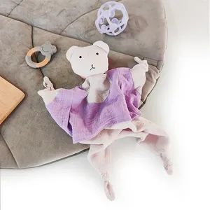 Brinquedos bebê crepe urso dos desenhos animados, coelhos, acalmar, bonecas para recém-nascidos, macios, recheado, confortável, toalha, brinquedos para dormir