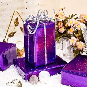 Wholesale Custom Original Purple Laser Metallic Holographic Iridescent Star Gift <b>Wrapping</b> <b>Paper</b> for Birthday Gift Packaging - Product Image 2
