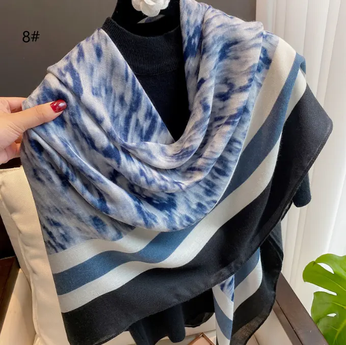 Индивидуальная синяя мода хлопчатобумажная льняная ручная рубка, большие квадратные хиджаб и шарфы 135*135 см, квадратный шарф и носовые платки