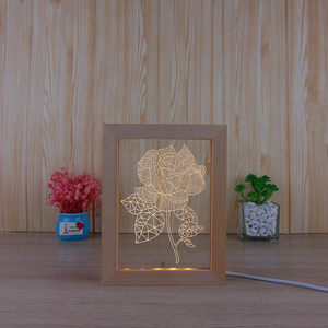 Tùy chỉnh và bán buôn bằng gỗ <span class=keywords><strong>3D</strong></span> Led khung ảnh tùy chỉnh thiết kế trang trí hiển thị gỗ hình ảnh LED <span class=keywords><strong>Acrylic</strong></span> khung ảnh - Product Image 5