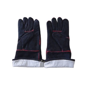 Guantes de barbacoa de cuero de vaca resistentes a altas temperaturas, guantes negros para horno con función antiescaldado - Product Image 3