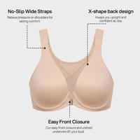 Soutien-gorge push-up à fermeture avant, avec armatures, bretelles réglables, uni, sans doublure, soutien dorsal, coupe plongeante 3/4, en Spandex/Nylon, vente en gros