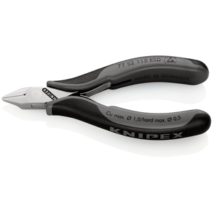 Knipex ESD Electronics Cisailles latérales 77 52 115 à pointe plate biseautée pour cuivre, résistance maximale 1,0 mm, résistance maximale 0,5 mm - Product Image 1