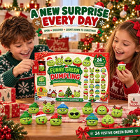 Calendrier de l'Avent de Noël avec 24 Squishies, 24 Jours de Compte à Rebours, Mini Jouets Squishy en Forme de Raviolis de Dessin Animé, Cadeaux pour Enfants et Adultes
