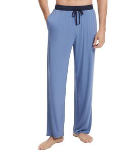 Stock Clearance <b>Men's</b> Bamboo Pajamas Sleep Bottoms Solid Blue Casual Lounge <b>Pants</b> Wholesale In-Stock Ready To Ship Sleepwear - Product Image 1