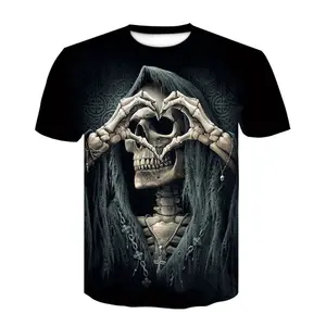 빈티지 해골 3D 프린트 티셔츠 남자의 여름 티셔츠 O-넥 힙합 탑 공포 핫 세일 캐주얼 티셔츠 하라주쿠 고딕 의류