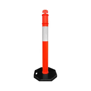 Traffic Flexible Soft Highly Visible PE Plastic Warning Delineator Black Post With Base
