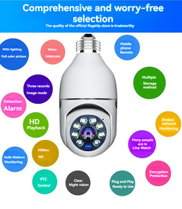 Cámara con bombilla inalámbrica de visión <span class=keywords><strong>nocturna</strong></span> E27 de dos Audio 360 CCTV Mini seguridad IP <span class=keywords><strong>oculta</strong></span> red Digital 5G/2,4G Wi-Fi CMOS Sensor - Product Image 2