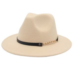 Sombrero Fedora de Caballero Shanghai Beach con Ala Ancha, Lana Suave, Estilo Casual Moderno para Exportación, Nuevo con Cadena y Cinturón - Product Image 1
