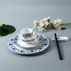 Juego de platos de melamina para cena, vajilla de plástico azul y blanco real China, Kit de tazas de plástico esmaltadas, respetuosas con el medio ambiente, más de 10 - Product Image 1