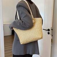 Mode féminine grande capacité pratique fermeture ouverte Portable et pliable caractéristique Patchwork tissé épaule plage sac fourre-tout